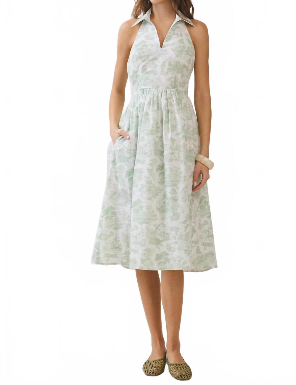 NEW PRETTY FOLLIES sterling midi dress in green